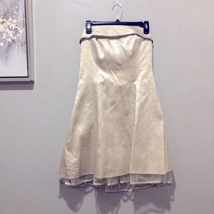 Cream & Gold Strapless Mini Dress, Fold Neckline-Princess Diaries Halloween